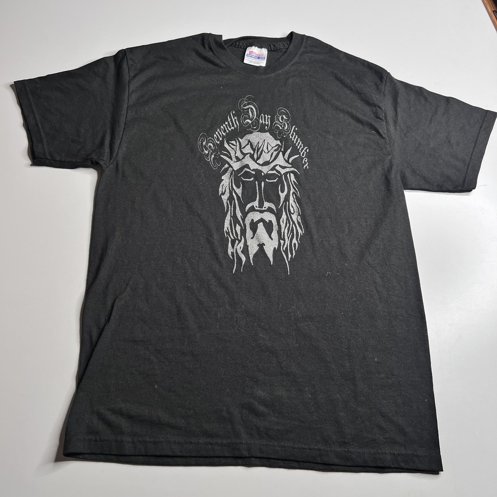 Seventh Day Slumber Shirt Mens L Black Jesus Christian Band Graphic Tee‎ Hanes